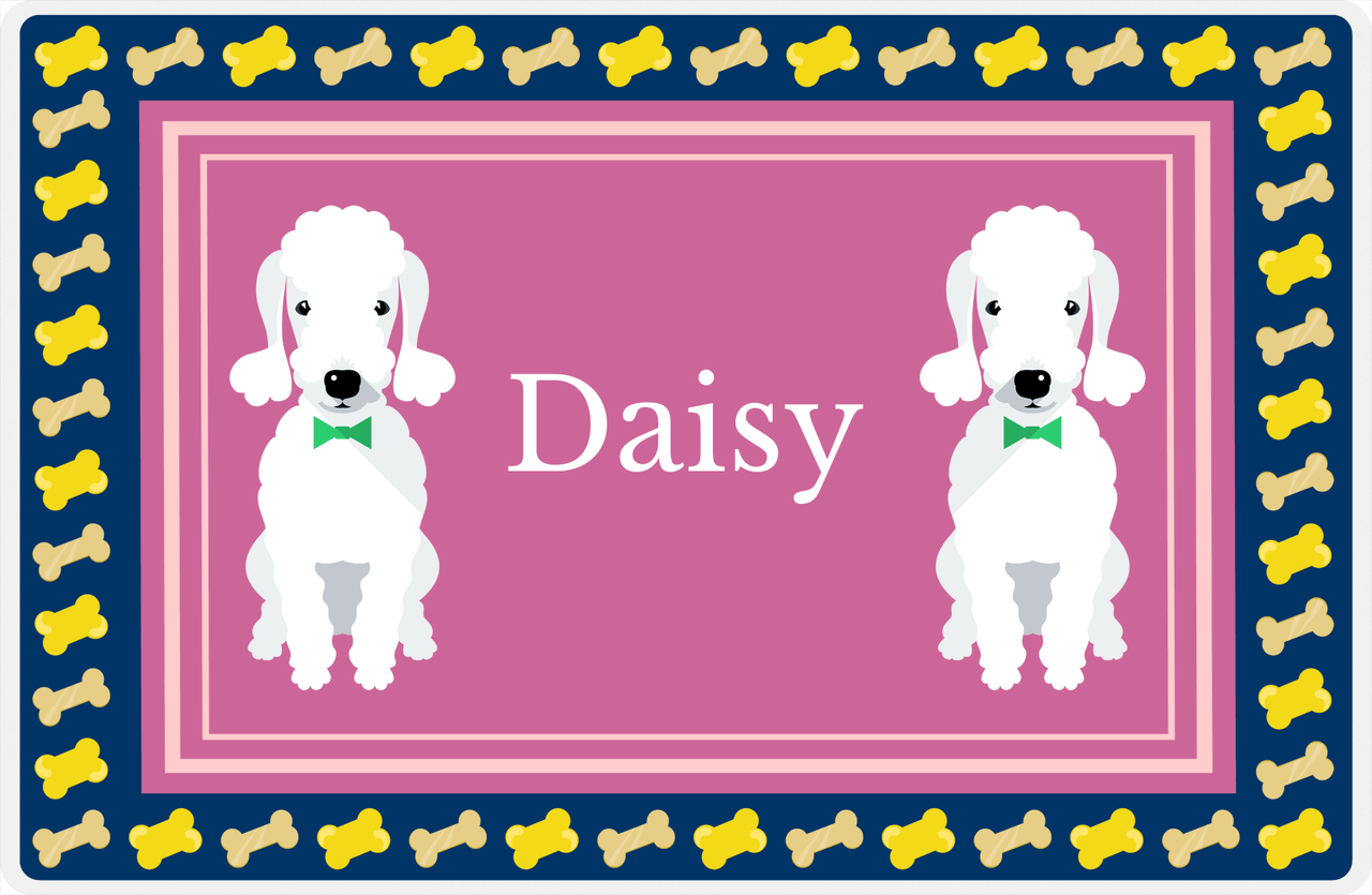 Personalized Dogs Placemat V - Bedlington Terrier - Pink Background -  View