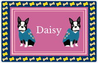 Thumbnail for Personalized Dogs Placemat V - Boston Terrier - Pink Background -  View