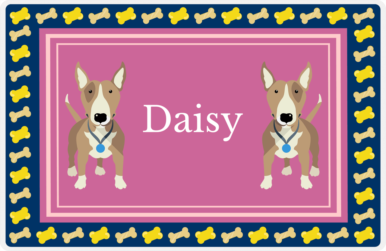 Personalized Dogs Placemat V - Bull Terrier - Pink Background -  View