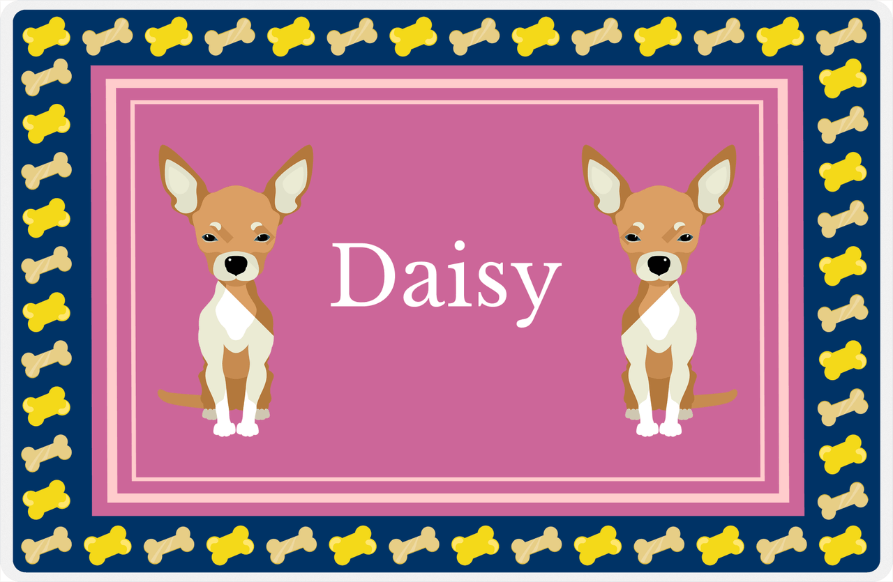 Personalized Dogs Placemat V - Chihuahua - Pink Background -  View