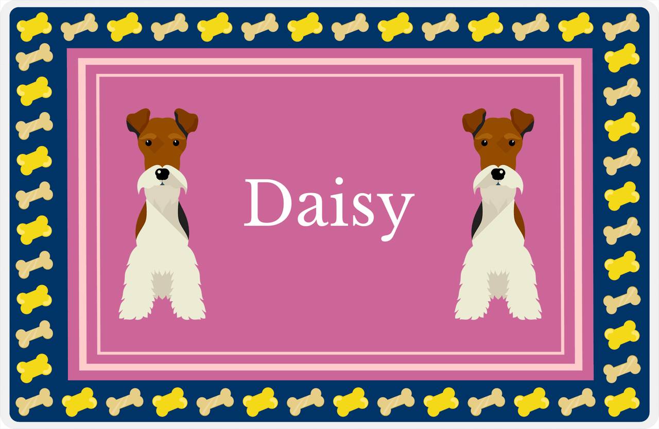 Personalized Dogs Placemat V - Fox Terrier - Pink Background -  View