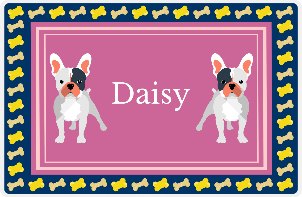 Personalized Dogs Placemat V - French Bulldog - Pink Background -  View