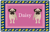 Thumbnail for Personalized Dogs Placemat V - Pug - Pink Background -  View