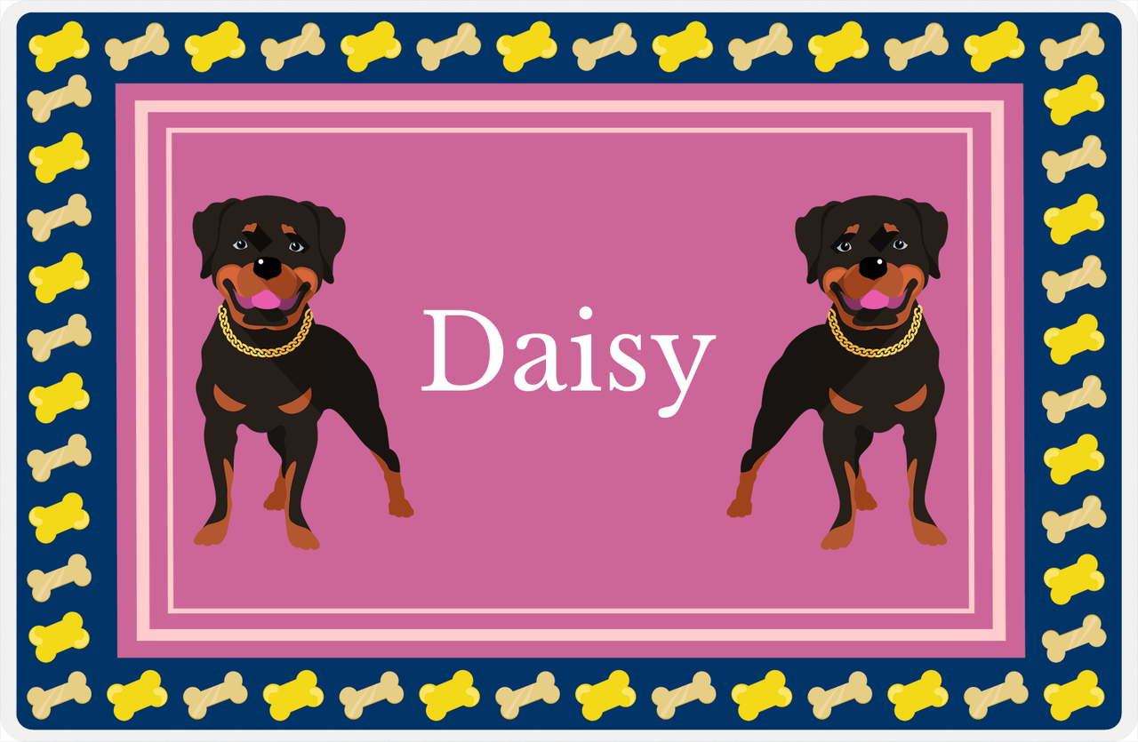Personalized Dogs Placemat V - Rottweiler - Pink Background -  View