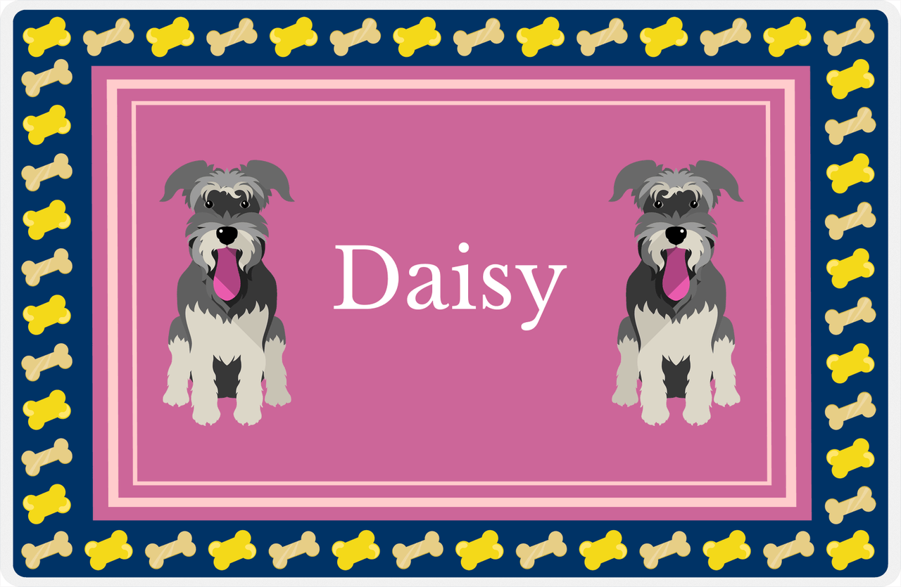 Personalized Dogs Placemat V - Schnauzer - Pink Background -  View