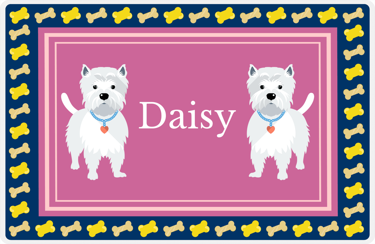 Personalized Dogs Placemat V - Westie - Pink Background -  View