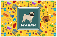 Thumbnail for Personalized Dogs Placemat VI - Pug - Yellow Background -  View