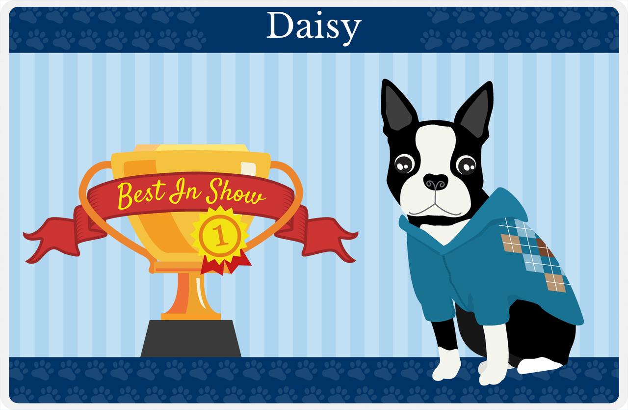 Personalized Dogs Placemat XX - Trophy Doggo - Boston Terrier -  View