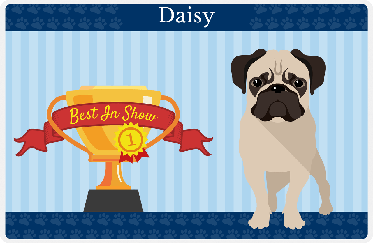 Personalized Dogs Placemat XX - Trophy Doggo - Pug -  View