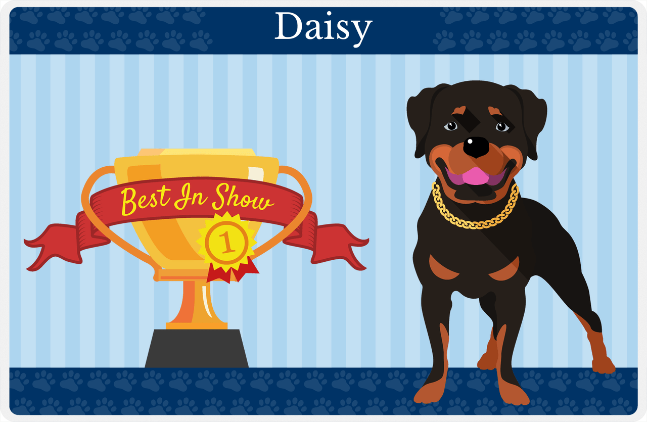 Personalized Dogs Placemat XX - Trophy Doggo - Rottweiler -  View
