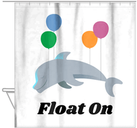 Thumbnail for Personalized Dolphin Shower Curtain - Float On - Hanging View