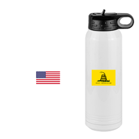 Thumbnail for Don't Tread On Me Water Bottle (30 oz) - Gadsden Flag & USA Flag - Design View