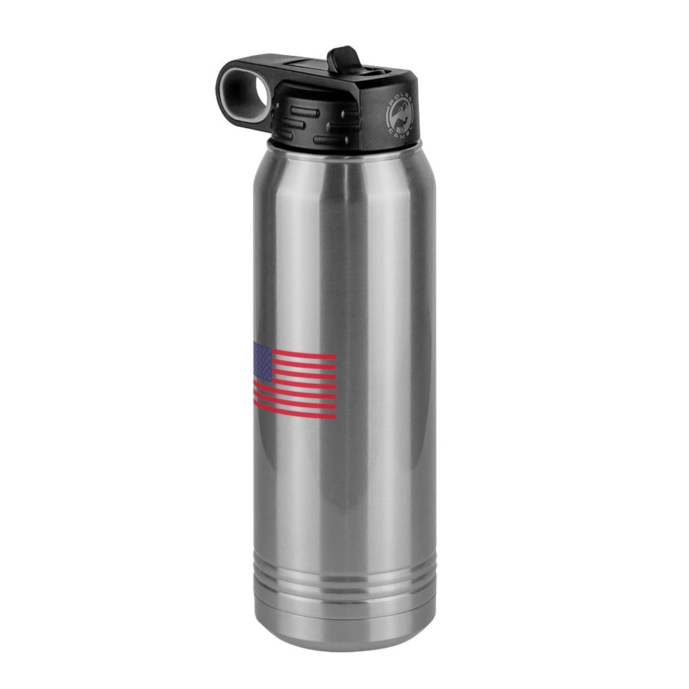 Don't Tread On Me Water Bottle (30 oz) - Gadsden Flag & USA Flag - Front Left View