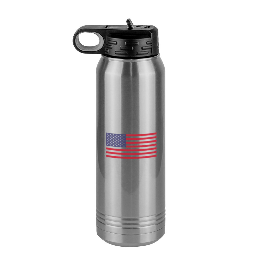 Don't Tread On Me Water Bottle (30 oz) - Gadsden Flag & USA Flag - Left View