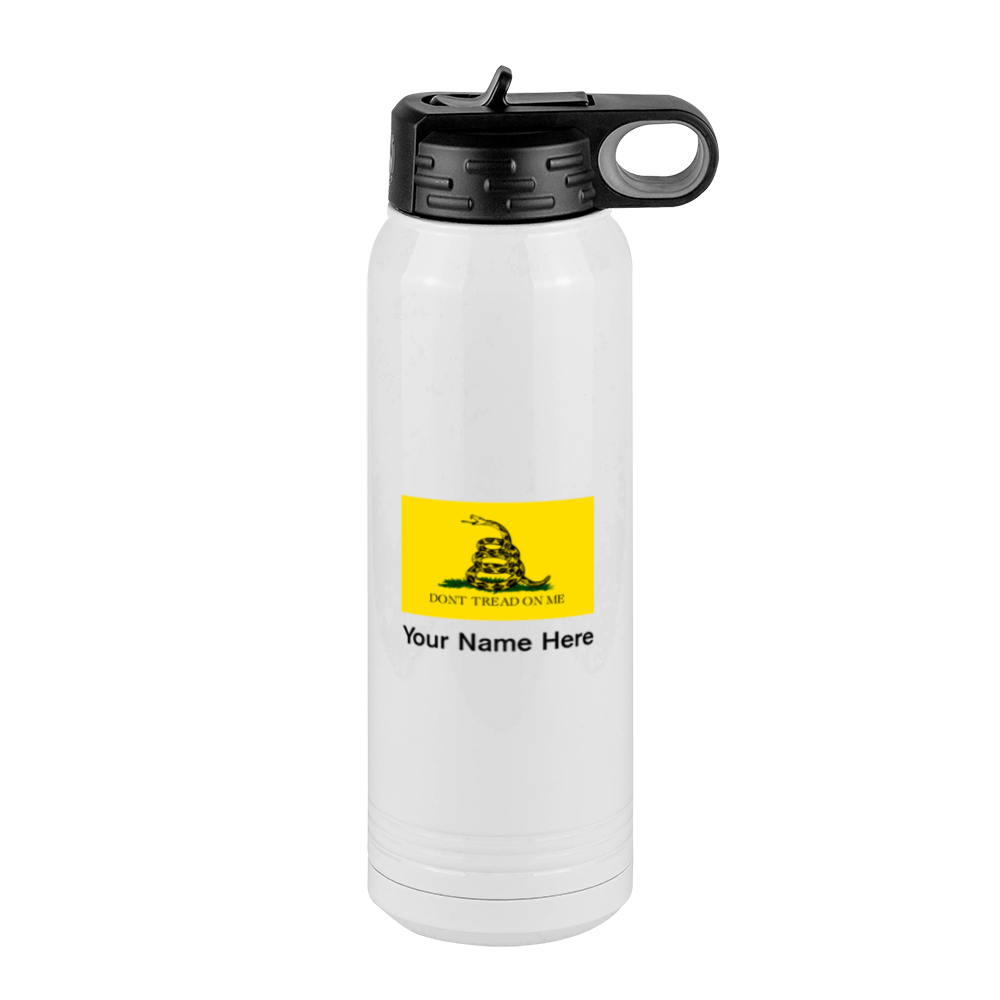 Personalized Don't Tread On Me Water Bottle (30 oz) - Gadsden Flag & USA Flag - Right View