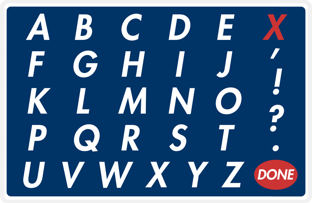Personalized Double-Sided Autism Non-Speaking Letter & Number Board Placemat - Blue Background -  View