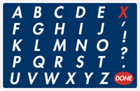 Thumbnail for Personalized Double-Sided Autism Non-Speaking Letter & Number Board Placemat - Blue Background -  View