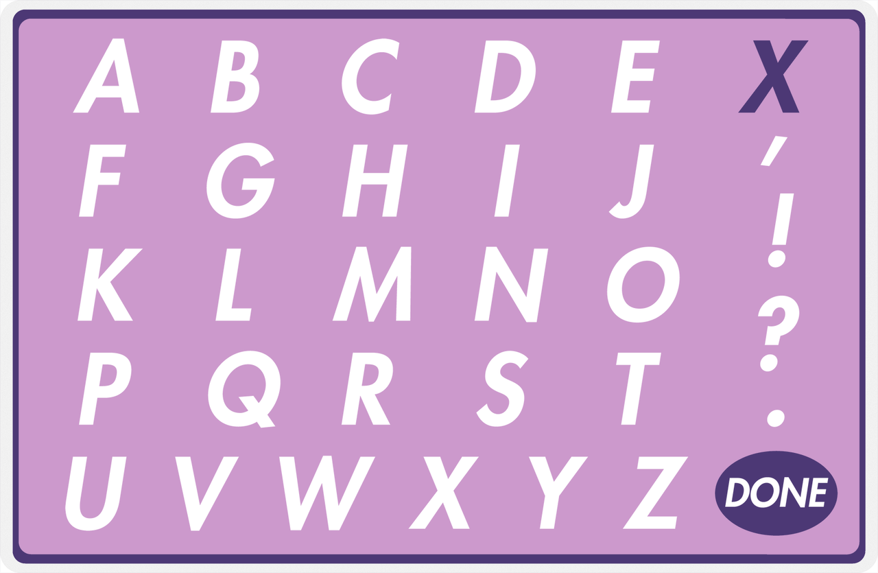 Personalized Double-Sided Autism Non-Speaking Letter & Number Board Placemat - Purple Background -  View