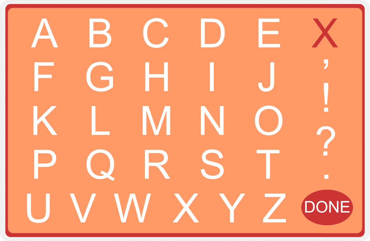 Personalized Double-Sided Autism Non-Speaking Letter & Number Board Placemat - Orange Background -  View