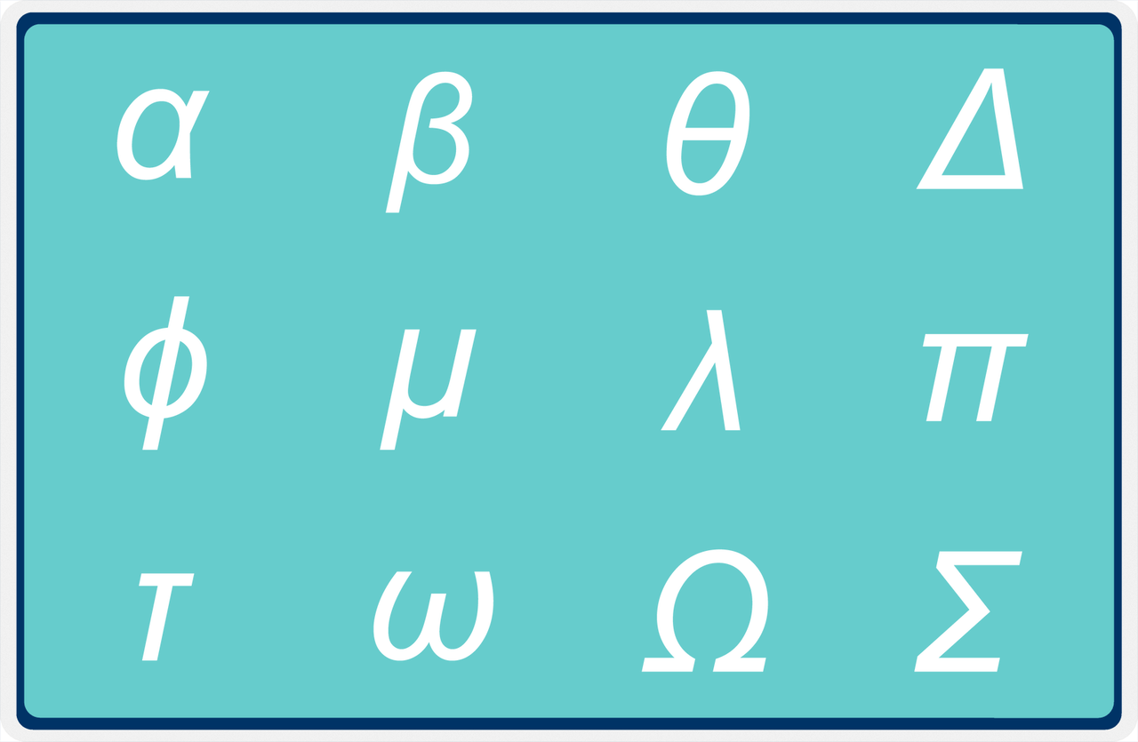 Personalized Double-Sided Autism Non-Speaking Physics Symbols & Number Board Placemat - Teal Background -  View