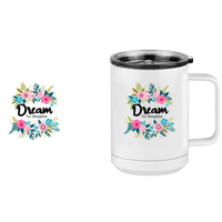 Thumbnail for Dream To Imagine Floral Coffee Mug Tumbler with Handle (15 oz) - Design View