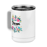 Thumbnail for Dream To Imagine Floral Coffee Mug Tumbler with Handle (15 oz) - Front Left View