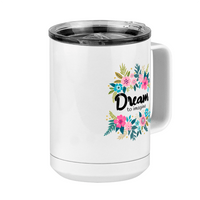 Thumbnail for Dream To Imagine Floral Coffee Mug Tumbler with Handle (15 oz) - Front Right View