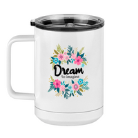 Thumbnail for Dream To Imagine Floral Coffee Mug Tumbler with Handle (15 oz) - Left View