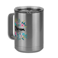 Thumbnail for Dream To Imagine Floral Coffee Mug Tumbler with Handle (15 oz) - Front Left View