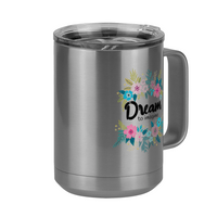 Thumbnail for Dream To Imagine Floral Coffee Mug Tumbler with Handle (15 oz) - Front Right View