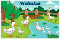 Thumbnail for Personalized Ducks Placemat I - Duck Pond - Teal Background -  View