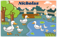 Thumbnail for Personalized Ducks Placemat I - Duck Pond - Orange Background -  View