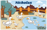 Thumbnail for Personalized Ducks Placemat I - Duck Pond - Blue Background -  View