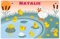 Thumbnail for Personalized Ducks Placemat IV - Playful Pond - Orange Background -  View
