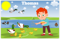 Thumbnail for Personalized Ducks Placemat V - Feeding Ducks - Redhead Boy -  View