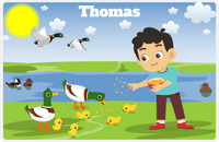 Thumbnail for Personalized Ducks Placemat V - Feeding Ducks - Asian Boy -  View