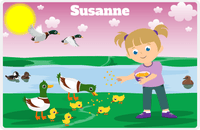 Thumbnail for Personalized Ducks Placemat VI - Feeding Ducks - Blonde Girl -  View