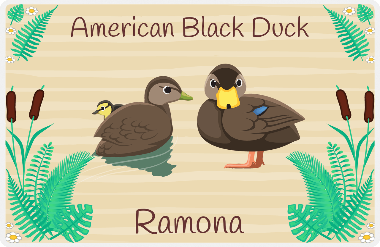 Personalized Ducks Placemat VIII - Duck Ferns - American Black Duck -  View