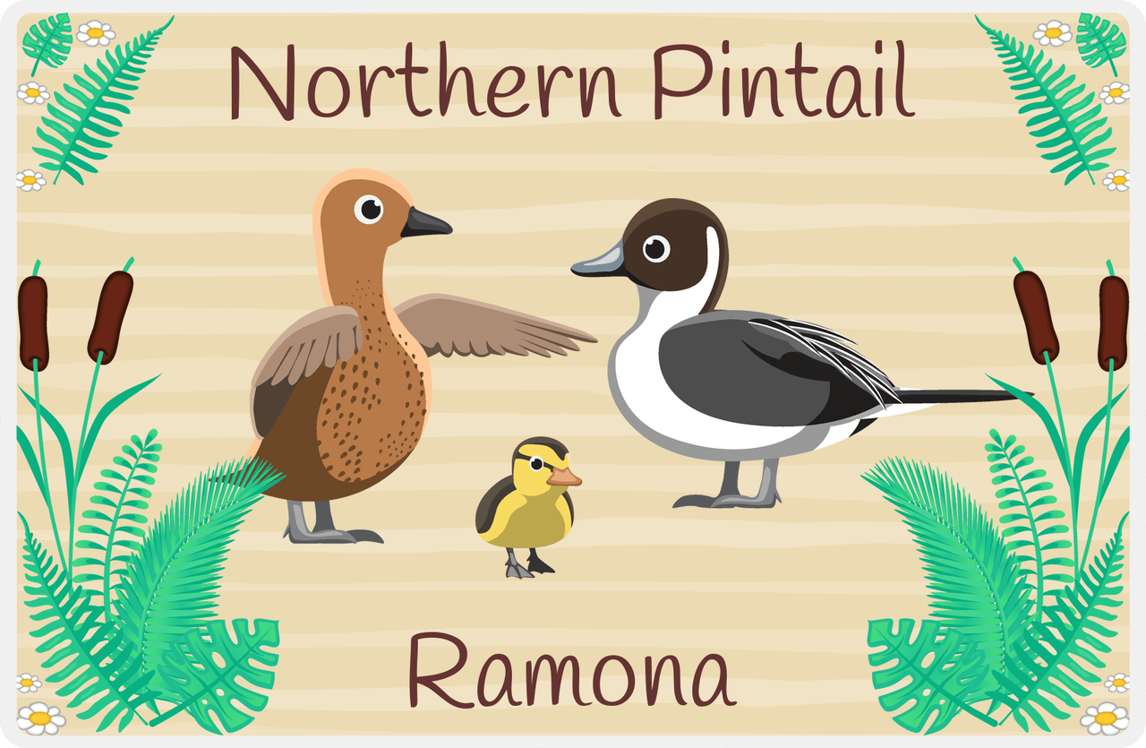 Personalized Ducks Placemat VIII - Duck Ferns - Northern Pintail -  View