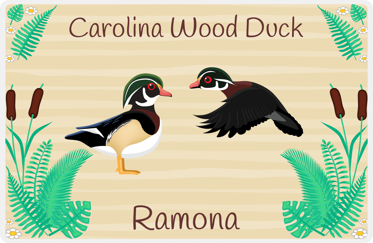 Personalized Ducks Placemat VIII - Duck Ferns - Carolina Wood Duck -  View