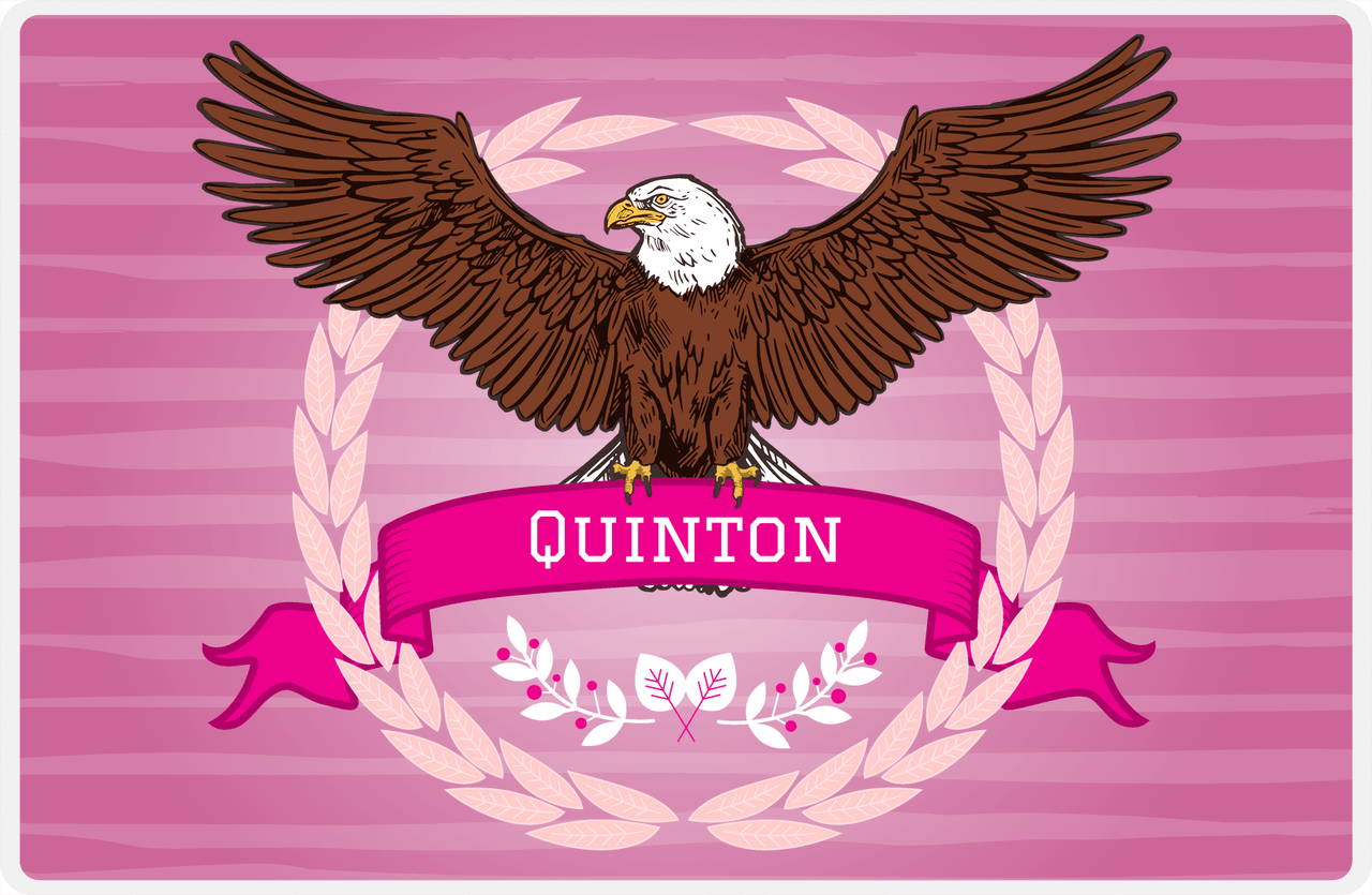 Personalized Eagles / Hawks Placemat I - Laurel Banner - Pink Background -  View