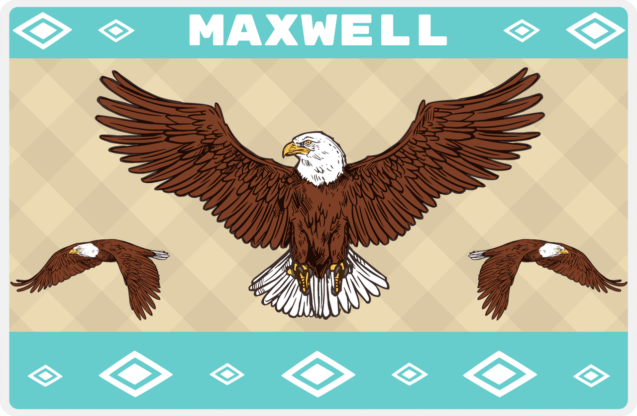 Personalized Eagles / Hawks Placemat III - Diamond Birds - Tan Background -  View