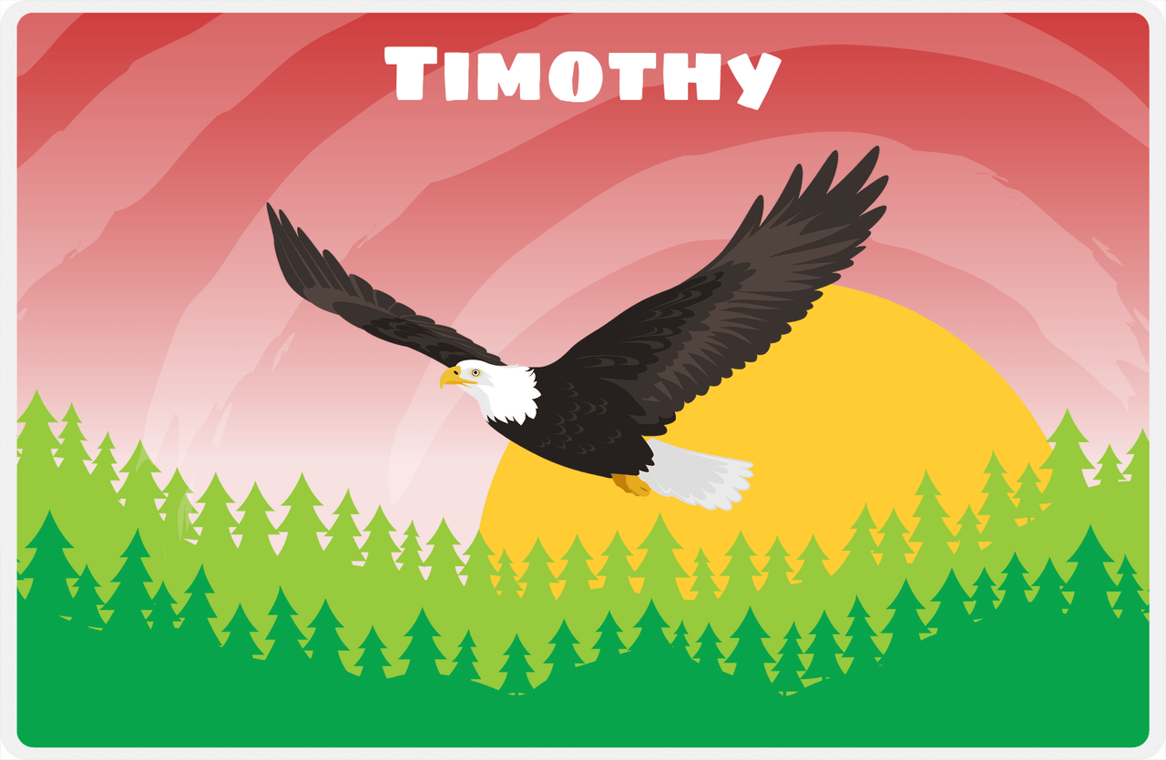 Personalized Eagles / Hawks Placemat IV - Forest Soaring - Red Background -  View