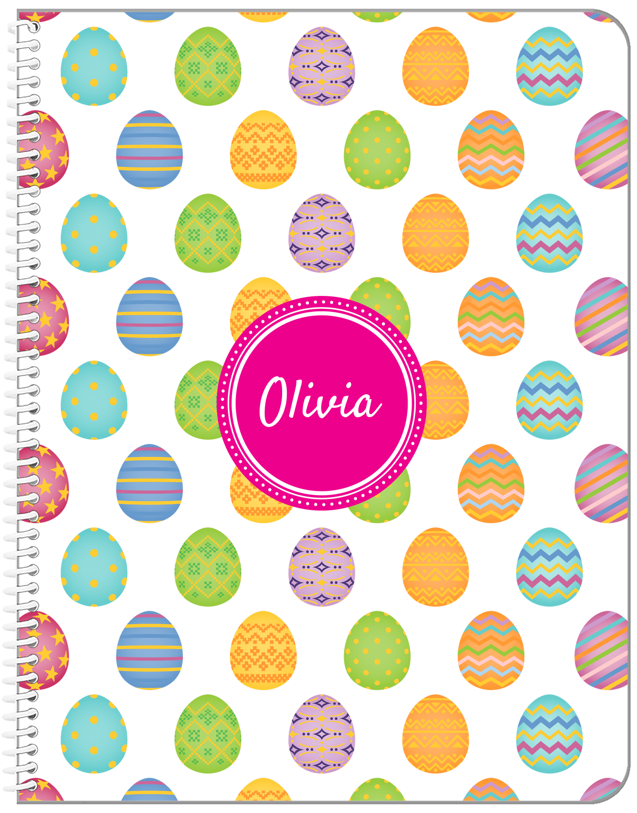Personalized Easter Notebook IV - Easter Eggs - Circle Nameplate - Front View