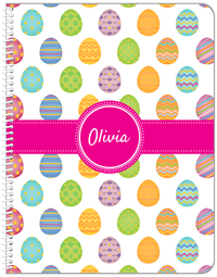 Thumbnail for Personalized Easter Notebook IV - Easter Eggs - Circle Ribbon Nameplate - Front View