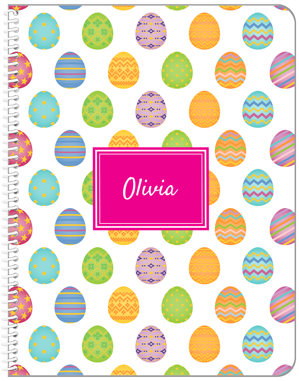 Personalized Easter Notebook IV - Easter Eggs - Rectangle Nameplate - Front View