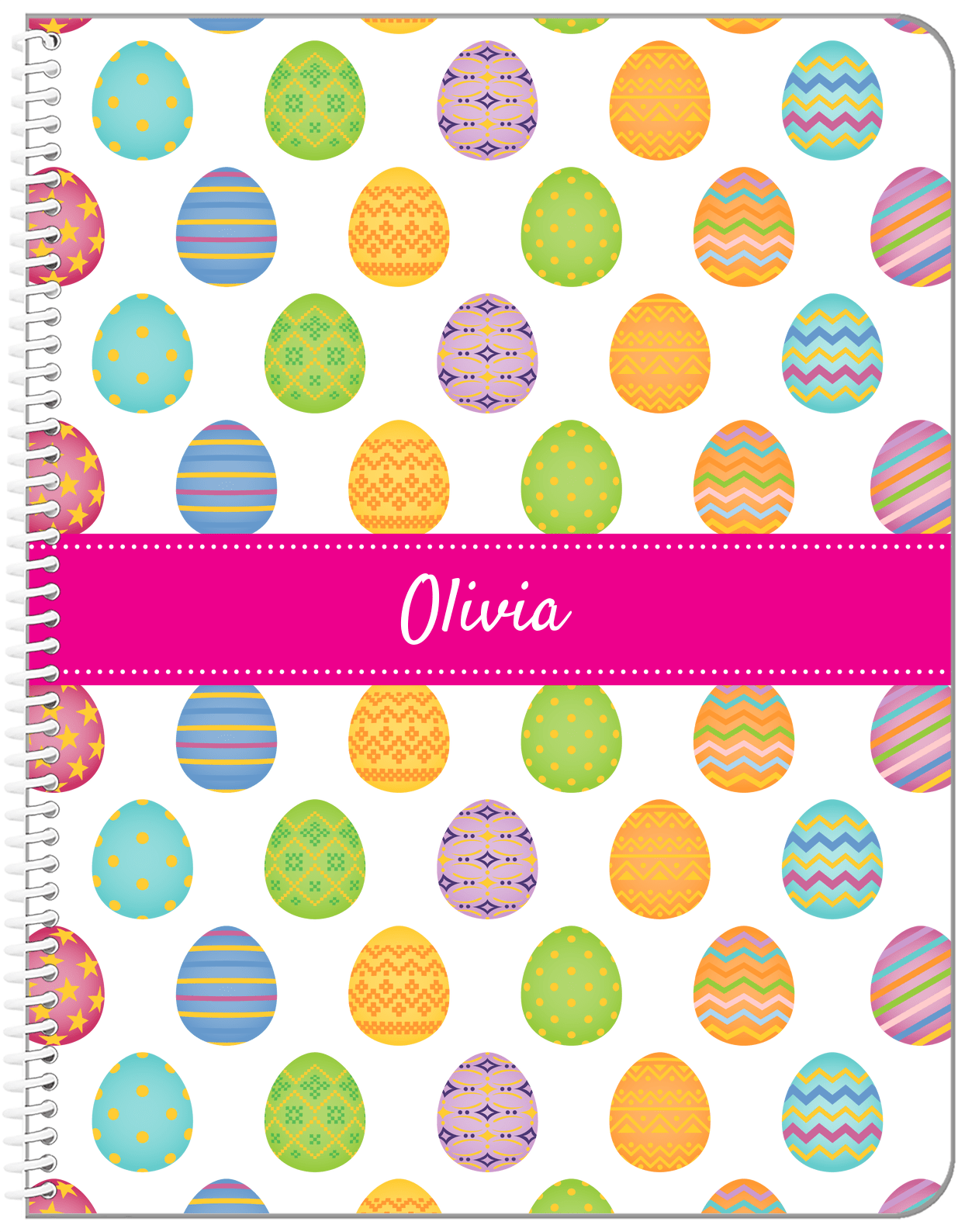 Personalized Easter Notebook IV - Easter Eggs - Ribbon Nameplate - Front View