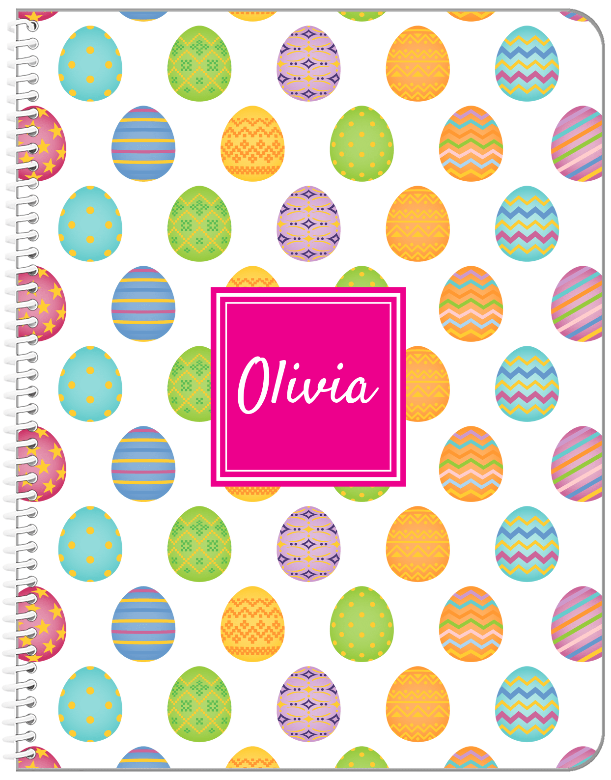 Personalized Easter Notebook IV - Easter Eggs - Square Nameplate - Front View