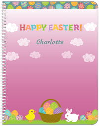 Thumbnail for Personalized Easter Notebook V - Easter Basket - Pink Background - Front View
