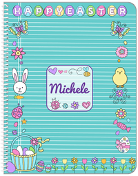 Thumbnail for Personalized Easter Notebook VI - Easter Bliss - Teal Background - Front View